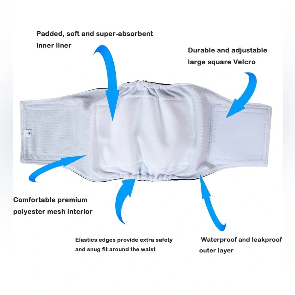 Washable Belly Band for Male Dogs (M, 13